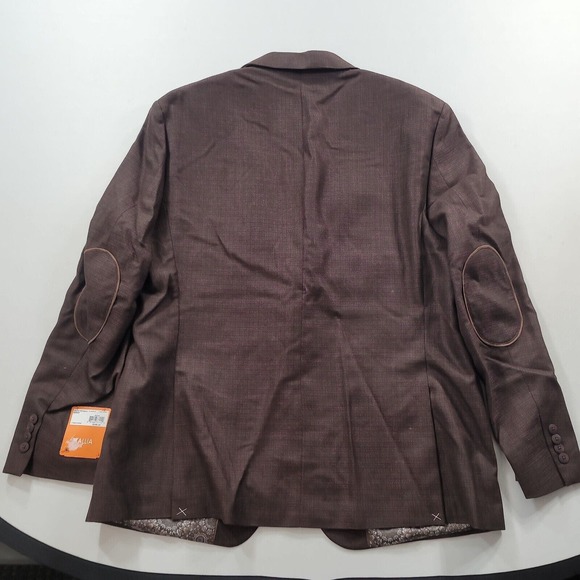 Tallia‎ Slim-Fit Brown Mix Sport Coat Mens 48R 48 Valmonte Elbow Patches - Picture 3 of 8